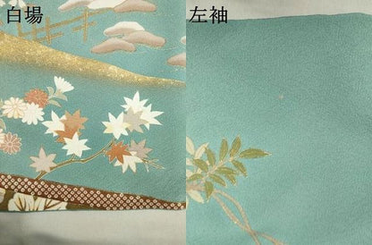 平和屋着物●訪問着　友禅　駒刺繍　誰が袖吉祥花文　金彩　ロング丈　正絹　逸品　AABH8428ck