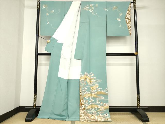 平和屋着物●訪問着　友禅　駒刺繍　誰が袖吉祥花文　金彩　ロング丈　正絹　逸品　AABH8428ck