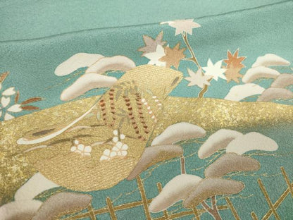 平和屋着物●訪問着　友禅　駒刺繍　誰が袖吉祥花文　金彩　ロング丈　正絹　逸品　AABH8428ck