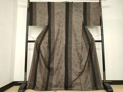 平和屋着物●本場大島紬　カタス7マルキ　更紗花間道　ロング丈　正絹　逸品　AABH8429ck