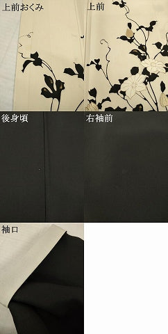 平和屋着物●訪問着　花蔦草文　黒地　金彩　正絹　逸品　AABH8430ck