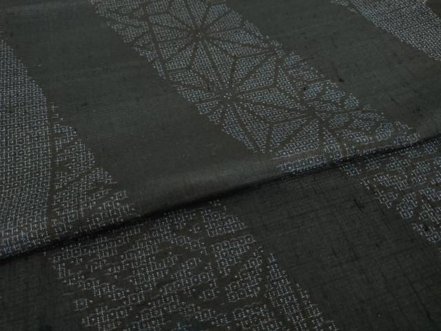 平和屋着物●結城紬　100亀甲　斜縞吉祥文　ロング丈　正絹　逸品　未使用　AABH8432ck