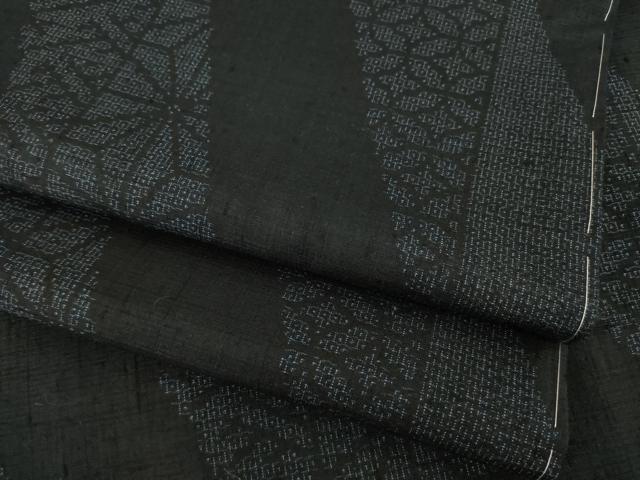 平和屋着物●結城紬　100亀甲　斜縞吉祥文　ロング丈　正絹　逸品　未使用　AABH8432ck