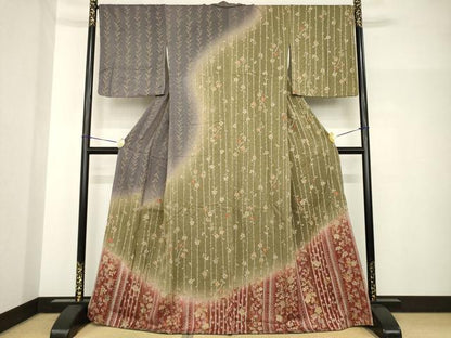 平和屋着物●訪問着　枝垂れ花文　暈し染め　正絹　逸品　未使用　AABH8434ck