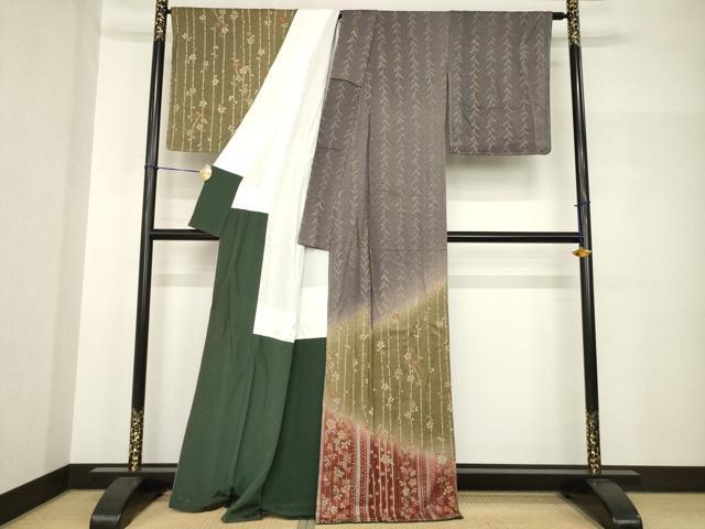 平和屋着物●訪問着　枝垂れ花文　暈し染め　正絹　逸品　未使用　AABH8434ck