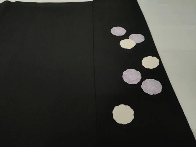 平和屋着物●豪華振袖　駒刺繍　草花文　暈し染め　黒地　金彩　正絹　逸品　AABH8436ck