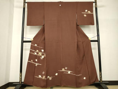 平和屋着物●訪問着　箔散らし花文　金彩　正絹　逸品　AABH8438ck