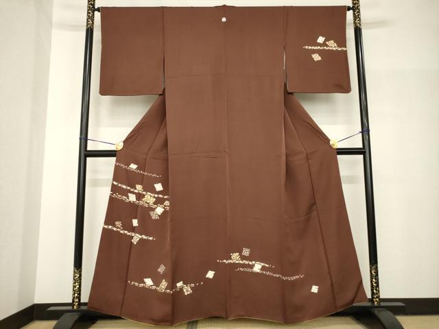 平和屋着物●訪問着　箔散らし花文　金彩　正絹　逸品　AABH8438ck