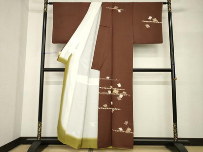 平和屋着物●訪問着　箔散らし花文　金彩　正絹　逸品　AABH8438ck