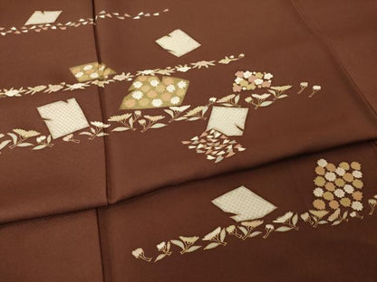 平和屋着物●訪問着　箔散らし花文　金彩　正絹　逸品　AABH8438ck