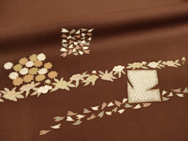 平和屋着物●訪問着　箔散らし花文　金彩　正絹　逸品　AABH8438ck