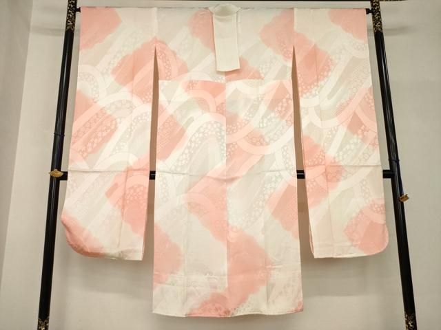 平和屋着物●振袖用長襦袢　無双仕立て　立波地紋　暈し染め　正絹　逸品　AABH8439ck 平和屋着物○振袖用長襦袢 無双仕立て 立波地紋 暈し染め 正絹 逸品