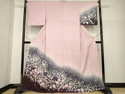 平和屋着物●訪問着　辻が花　舞花文　暈し染め　正絹　逸品　AABH8441ck