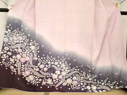 平和屋着物●訪問着　辻が花　舞花文　暈し染め　正絹　逸品　AABH8441ck