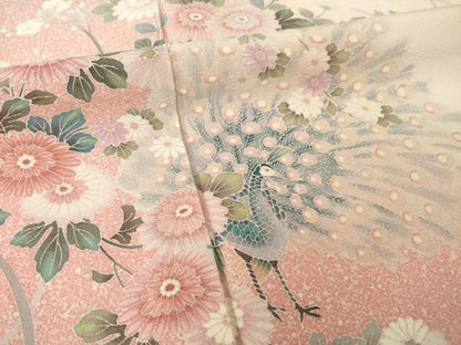 平和屋着物●訪問着　友禅　孔雀花文　暈し染め　正絹　逸品　AABH8443ck