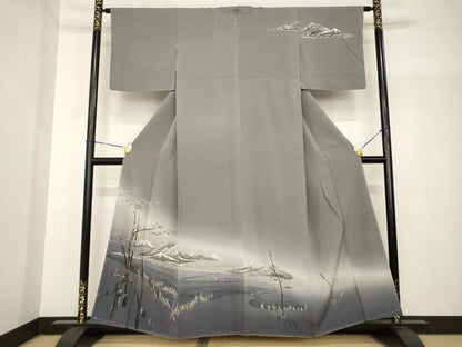 平和屋着物●訪問着　作家物　遠山風景文　暈し染め　正絹　逸品　未使用　AABH8445ck