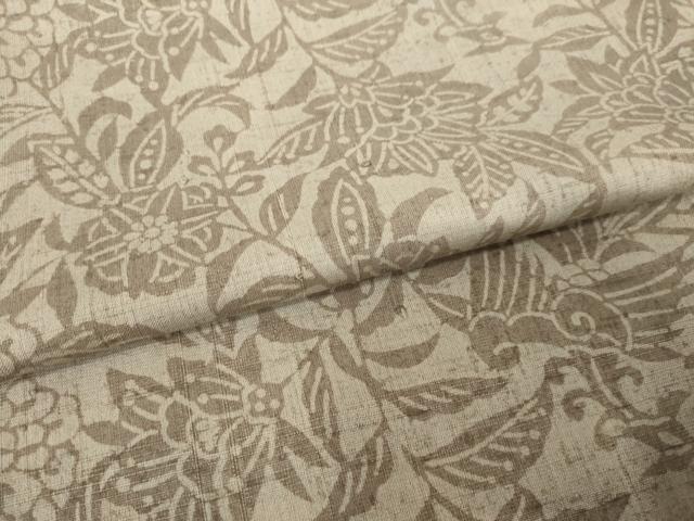 平和屋着物●上質な小紋　紬地　型染め　草花文　正絹　逸品　AABH8448ck