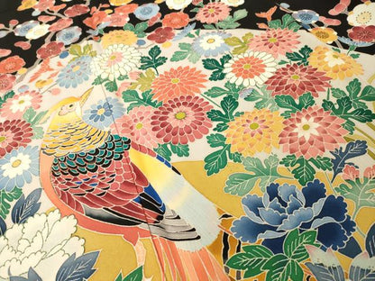 平和屋着物●本加賀友禅作家　押田正義　黒留袖　花鳥文　正絹　逸品　AABH8451ck