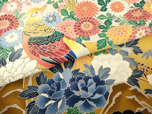 平和屋着物○本加賀友禅作家 押田正義 黒留袖 花鳥文 正絹 逸品