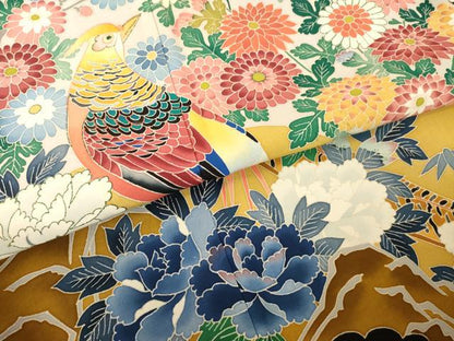 平和屋着物●本加賀友禅作家　押田正義　黒留袖　花鳥文　正絹　逸品　AABH8451ck