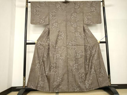 平和屋着物●本場大島紬　カタス9マルキ　花唐草文　正絹　逸品　AABH8454ck