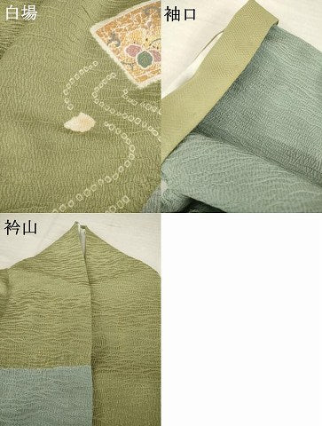 平和屋着物●訪問着　駒刺繍　絞り　流水地紙花文　金彩　正絹　逸品　AABH8461ck