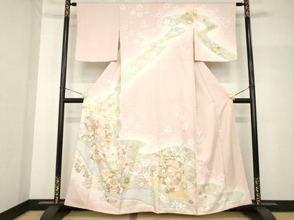 平和屋着物●訪問着　地紙吉祥花文　金彩　正絹　逸品　AABH8462ck