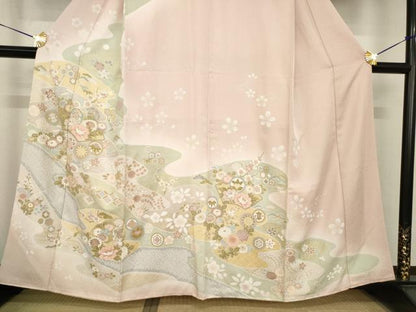 平和屋着物●訪問着　地紙吉祥花文　金彩　正絹　逸品　AABH8462ck