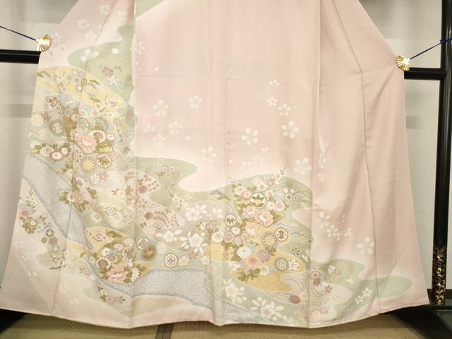 平和屋着物●訪問着　地紙吉祥花文　金彩　正絹　逸品　AABH8462ck