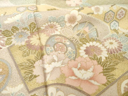 平和屋着物●訪問着　地紙吉祥花文　金彩　正絹　逸品　AABH8462ck