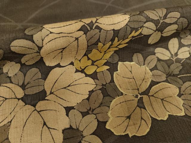 平和屋着物●訪問着　紬地　芝花文　金彩　正絹　逸品　AABH8464ck