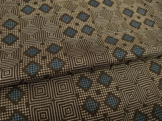 平和屋着物●本場大島紬　一元絣　市松菱文　正絹　逸品　AABH8465ck