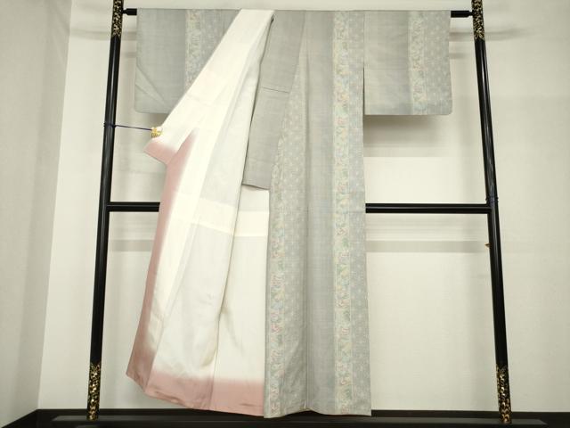 平和屋着物●本場大島紬　白大島　カタス9マルキ　舞蝶間道　正絹　逸品　AABH8466ck