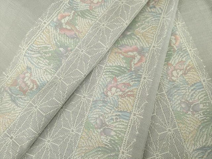 平和屋着物●本場大島紬　白大島　カタス9マルキ　舞蝶間道　正絹　逸品　AABH8466ck