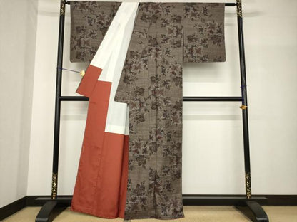 平和屋着物●本場大島紬　カタス9マルキ　花蔦草文　正絹　逸品　AABH8467ck