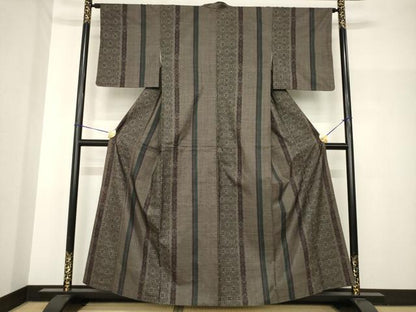 平和屋着物●本場大島紬　カタス7マルキ　間道　正絹　逸品　AABH8469ck
