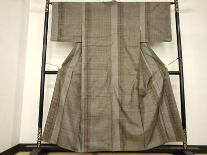 平和屋着物●本場大島紬　カタス9マルキ　間道　正絹　逸品　AABH8471ck