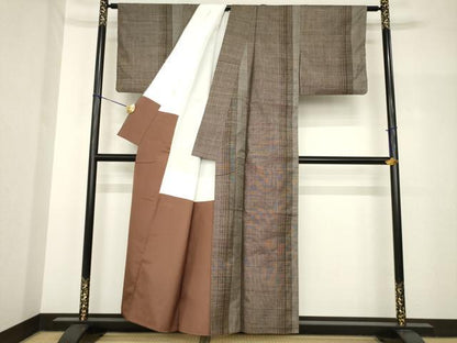平和屋着物●本場大島紬　カタス9マルキ　間道　正絹　逸品　AABH8471ck