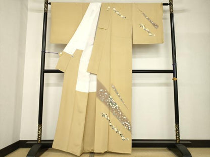 平和屋着物●本加賀友禅友禅作家　金丸修一　訪問着　花鳥文　千鳥　暈し染め　正絹　逸品　AABH8472ck