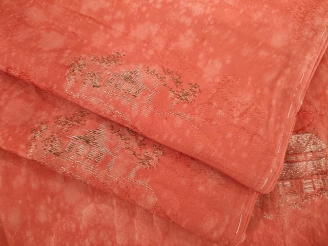 平和屋着物●アンティーク　大正ロマン　長襦袢　袷　風景文　銀糸　正絹　逸品　AABH8475ck