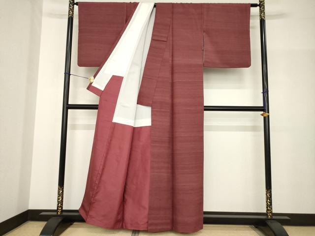平和屋着物●上質な紬　色無地　葡萄茶色　正絹　逸品　AABH8476ck 平和屋着物○上質な紬 色無地 葡萄茶色 正絹 逸品 AABH8476ck