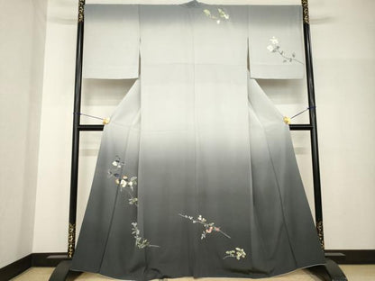 平和屋着物●訪問着　友禅　枝花文　暈し染め　正絹　逸品　AABH8477ck
