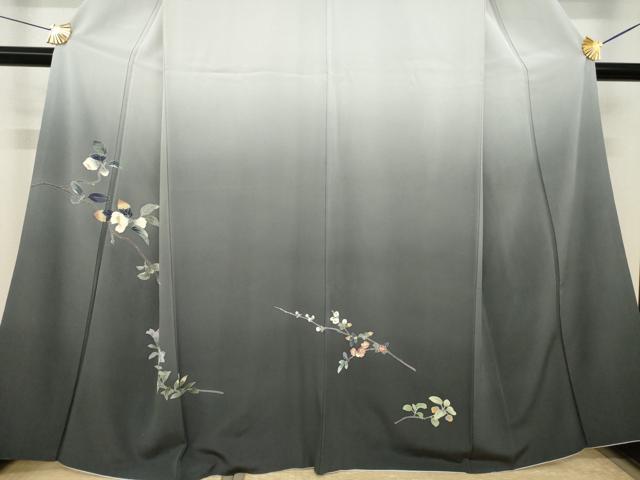 平和屋着物●訪問着　友禅　枝花文　暈し染め　正絹　逸品　AABH8477ck