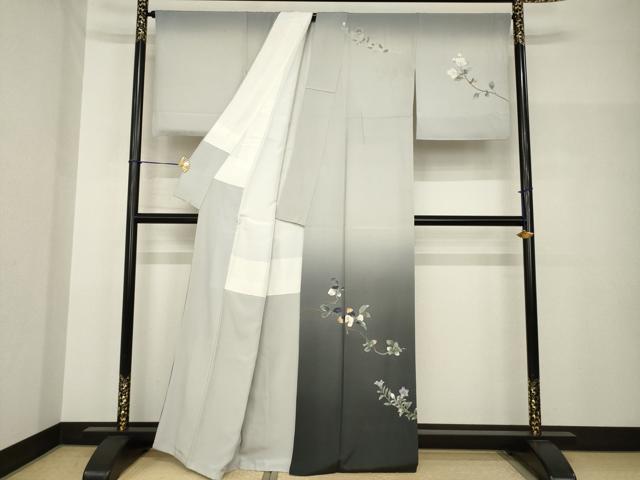 平和屋着物●訪問着　友禅　枝花文　暈し染め　正絹　逸品　AABH8477ck