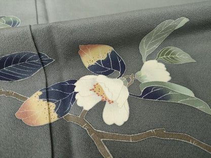 平和屋着物●訪問着　友禅　枝花文　暈し染め　正絹　逸品　AABH8477ck