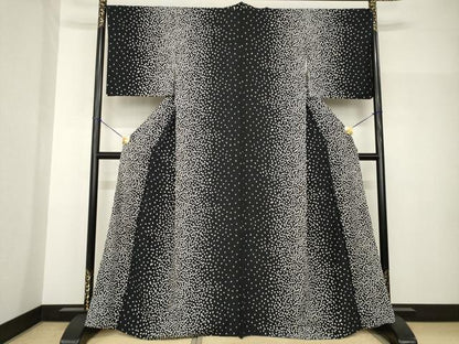 平和屋着物●上質な小紋　桜間道　黒地　正絹　逸品　AABH8478ck
