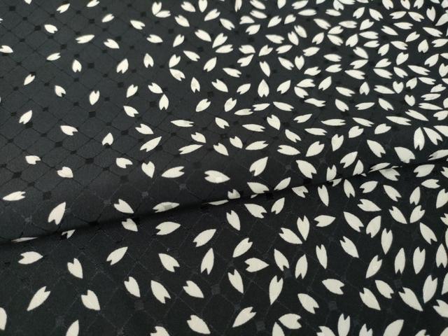 平和屋着物●上質な小紋　桜間道　黒地　正絹　逸品　AABH8478ck