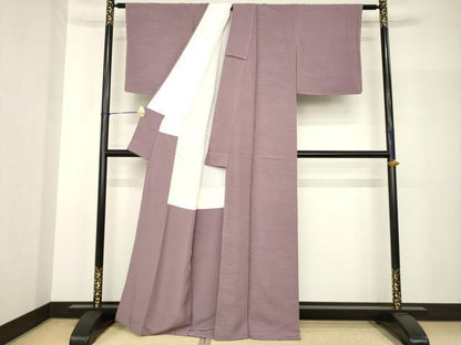 平和屋着物●上質な色無地　立波地紋　濃色　正絹　逸品　AABH8480ck