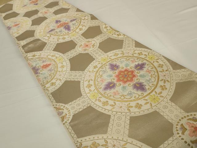 平和屋着物◎六通柄袋帯　唐織　花丸文　金銀糸　正絹　逸品　AABH8483ou