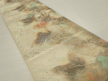 平和屋着物◎六通柄袋帯 流水文 金銀糸 正絹 逸品 AABH8485ou